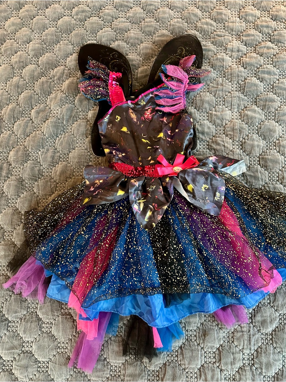 Girls Black & Pink Sparkle Fairy Halloween Costume Dress